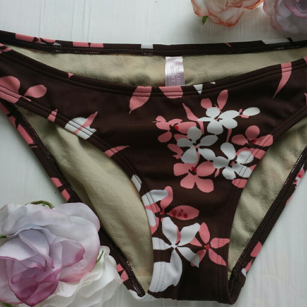 Victoria's Secret Brown Floral Print Bikini 36-A - Picture 2 of 8